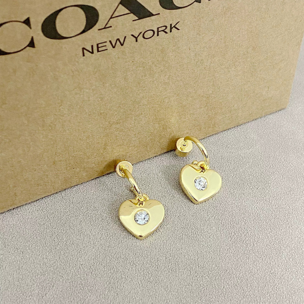 Coach Heart Shape Crystal Rhinestone Earrings - Picture 2 of 7